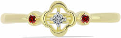  Arannyal Bevont Ezüst Gyűrű Vörös Gyémánttal és Fehér Gyémánttal, Y59754/57