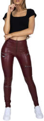 Hugz Jeans Colanți pentru femei Wine Faux Leather Biker High Waist S