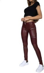 Hugz Jeans Colanți pentru femei Wine Faux Leather Biker Mid Waist M