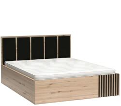 TEMPO KONDELA Ágy tárolóhellyel, fekete/artisan tölgy, 160x200, KOLI C-16