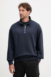 HUGO Blue pamut melegítőfelső fekete, sima - sötétkék M