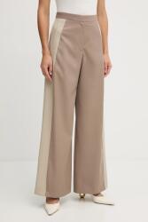 BOSS gyapjú nadrág bézs, magas derekú széles, 50543410 - bézs 34