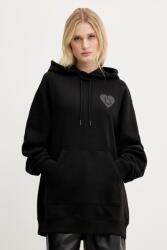 HUGO Blue pamut melegítőfelső fekete, nyomott mintás, kapucnis, 50545030 - fekete S