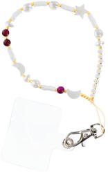 SHELLS Phone lanyard, Phone pendant / cord length 44cm (22cm in the loop) / on hand - white and purple (5903396217562)