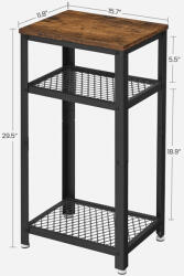 VASAGLE Vintage Ipari Kisasztal Rusztikus Fa Fém Hálós Polcokkal (EUZ-LET75BXV1) - platinashop