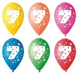 Léggömb, 26cm, számos, 7, 5db/cs (11-PRINT7) - mystock