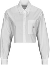 Calvin Klein Cămăși și Bluze Femei WOVEN LABEL CROPPED SHIRT Calvin Klein Jeans Alb EU L