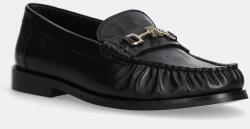 Tommy Hilfiger bőr mokaszin SOFT LEATHER HORSEBIT LOAFER fekete, női, lapos talpú, FW0FW08414 - fekete Női 36