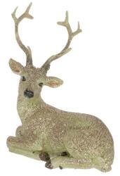  Dekoráció szarvas fekvő, glitteres poly 8, 5x6, 5x10, 5cm khaki (MLHA60704HG-2)