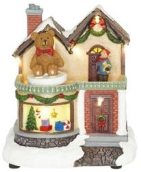  Dekoráció ajándékbolt forgó macival LED-es poly 13x10, 5x13, 8cm színes (AST7184)