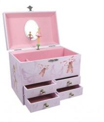  Zenélő ékszerdoboz, lila (nyitható tetővel, 4 fiókkal)