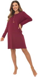 Italian Fashion cămașă de noapte damă GORDO mânecă lungă, bordo: M (AAF-KKN-GORD-D-BO M)