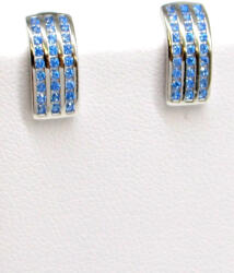 3 soros ezüst fülbevaló - 10 mm kék - (3 éves kortól tinédzser korig) (2025101903)