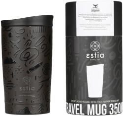 Estia Home Art Travel Mug Save The Aegean Reciclabil Pahar Termos Oțel Inoxidabil Fără BPA 350ml Noir Echo 01-25588 (01-25588)