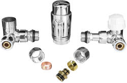 Ths Thermostyle Set robineti radiator tur retur axiali Cayman nichel 1/2 x 16 mm + 1/2 x 15 mm (3800154030154)