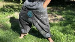  Nepáli Aladdin nadrág - fekete-szürke