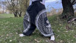  Nepáli Unisex Aladdin nadrág - Fekete mantrás