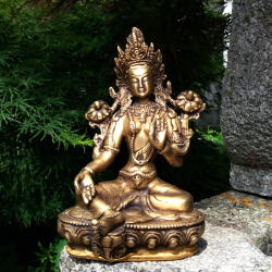  Zöld Tara szobor - Sárgaréz - 21 cm