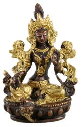 Zöld Tara szobor kéttónusú arany szín - Sárgaréz - 9, 5 cm