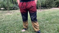  Nepáli férfi nadrág - Arany bordó fekete