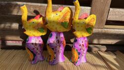  Thaiföldi színes nagy álló elefántok - 3 db