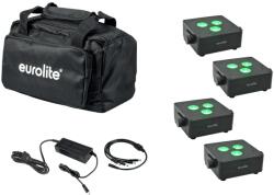  EUROLITE Set 4x AKKU IP Flat Light 3 bk + Charger + Soft Bag (20000860)