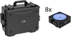  EUROLITE Set 8x AKKU IP Flat Light SMD bk + Plastic case with trolley (20001046)