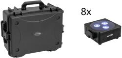  EUROLITE Set 8x AKKU Flat Light 3 bk + Plastic case with trolley (20001048)