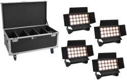 EUROLITE Set 4x Multiflood IP 18x10W RGBW Wash CRMX + Case with wheels (20001033)