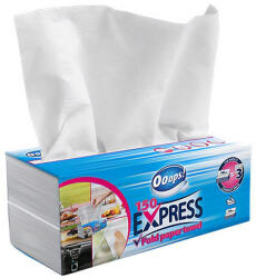 OOOPS! Kéztörlő hajtogatott OOOPS! Express ("V") 25x21 cm 150 lap 2 rétegű fehér 12 csomag/karton (KKC21502339)