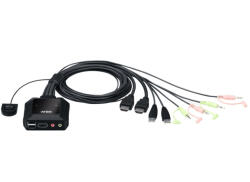 ATEN CS22H 2-Port USB 4K HDMI Cable KVM Switch with Remote Port Selector (CS22H) - bbmarket