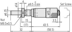 Mitutoyo Micrometer Head, Carbide Tipped Spindle (149-131-10)