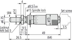 Mitutoyo Micrometer Head, Carbide Tipped Spindle (149-804-10)