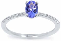 White & Black Celeste ovális tanzanit eljegyzési gyűrű (AU12161)