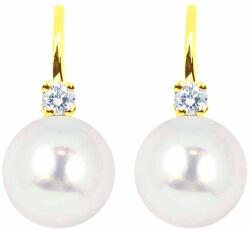 White & Black Igazgyöngy Classic gyémánt fülbevaló - 8-8, 5mm - kapcsos - édesvízi (AU13377)