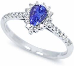 White & Black Csepp tanzanit eljegyzési gyűrű gyémántokkal (AU12646)