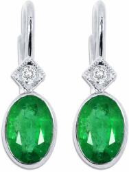 White & Black Ovális smaragd és gyémánt fülbevaló - 1, 8 karát (AU13670)