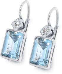 White & Black Kék topáz fülbevaló gyémánttal - kapcsos (AU11655)