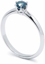 White & Black Eljegyzési gyűrű - 4, 0mm kék gyémánttal - fehérarany (AU13722)
