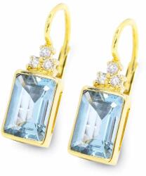 White & Black Kék akvamarin fülbevaló gyémánttal - kapcsos (AU13676)