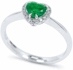 White & Black Cuore smaragd szív eljegyzési gyűrű gyémántokkal (AU12125)