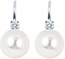 White & Black Igazgyöngy Classic gyémánt fülbevaló - 8-8, 5mm - kapcsos - édesvízi (AU13728)