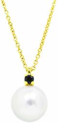 White & Black Igazgyöngy nyaklánc fekete gyémánttal - 6-6, 5mm - arany - akoya (AU12238)