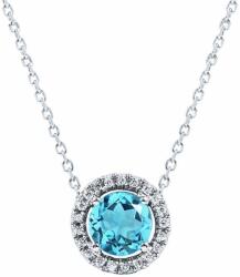 White & Black Halo kék topáz medál láncon (AU11391)