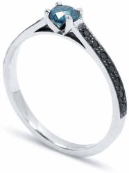 White & Black Briliáns kék gyémánt eljegyzési gyűrű - 0, 36 karát (AU12432)
