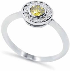 White & Black Isola sárga gyémánt eljegyzési gyűrű (AU13806)