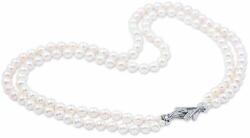 White & Black Sósvízi tenyésztett dupla gyöngysor fehérarany zárral - akoya 6, 5-7mm - 45cm - AA (GY1059)