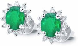 White & Black Ovális smaragd fülbevaló gyémántokkal (AU13217)