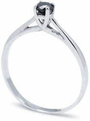 White & Black Fekete gyémánt eljegyzési gyűrű - 3, 5mm - fehérarany (AU11269)