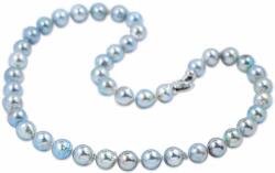 White & Black Sósvízi tenyésztett acélkék gyöngysor fehérarany zárral - akoya 9-9-5mm - barokk (GY1050)